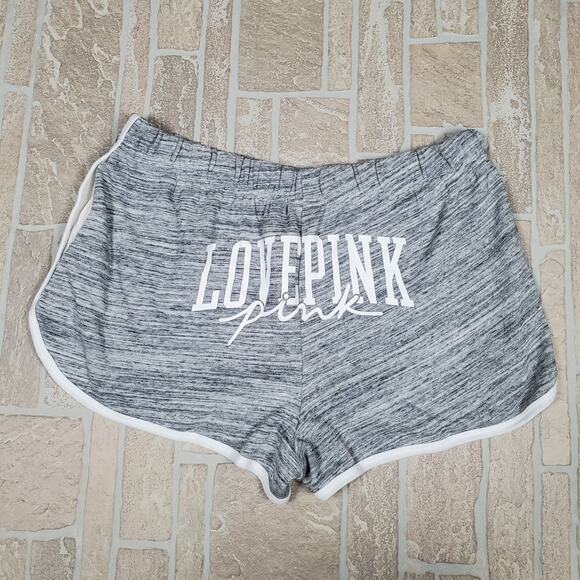 NEW Victoria's Secret Pink Lounge Shorts XXL Gray White Letters - Picture 1 of 5